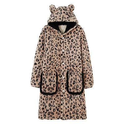 男士加厚兔绒夹棉睡袍冬季