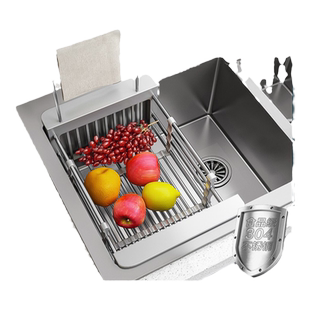 德国沥水篮水槽沥水架新款厨房304不锈钢洗菜碗池边置物架可伸缩