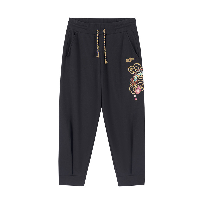 ONIARAI/鬼洗26秋冬泥棒蓝皮影山海兽绣花针织长裤男士 N540191