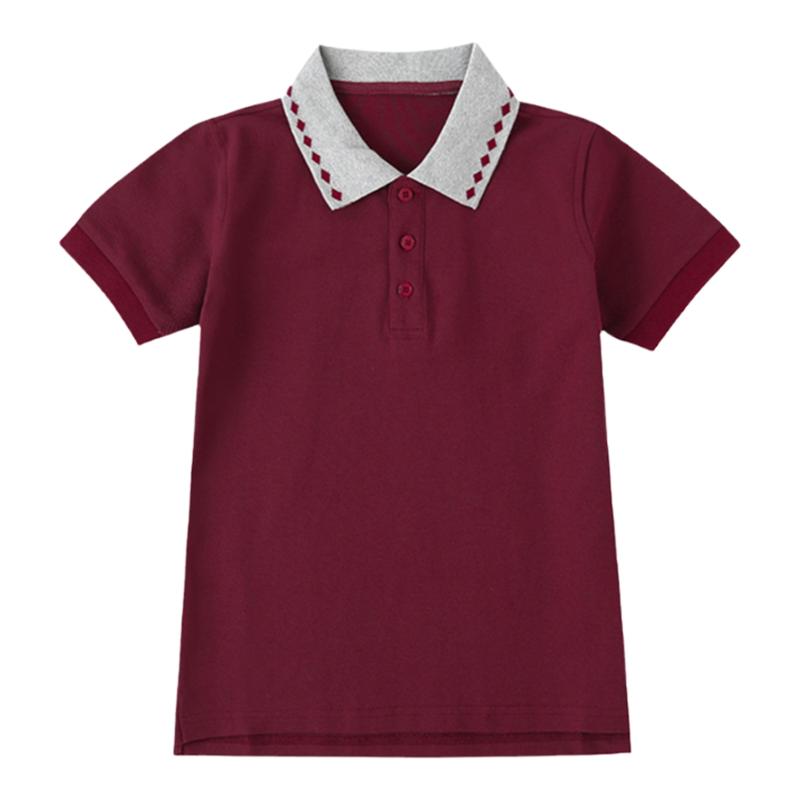 中小学生校服套装学院英伦风园服夏季T恤POLO枣红色男女童半短袖