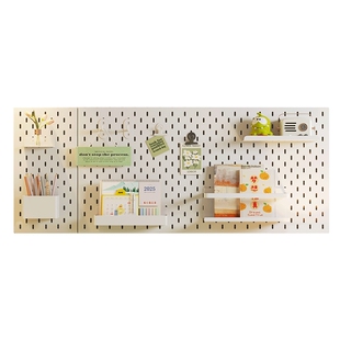 洞洞板墙上置物架家用学习书桌上方整理架创意展示隔板免打孔收纳