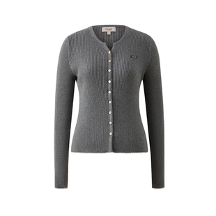 【含山羊绒】Eland衣恋毛针织衫女V领单排扣开衫毛衣2026春季新款