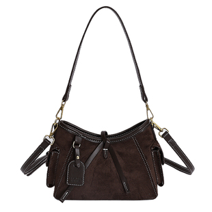 美拉德复古斜挎小包包女2025新款秋冬单肩包高级感棕色腋下水桶包