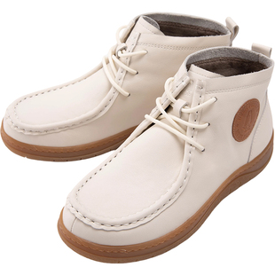 暇步士女鞋真皮靴春秋新款休闲百搭简约舒适通勤加绒保暖低筒靴