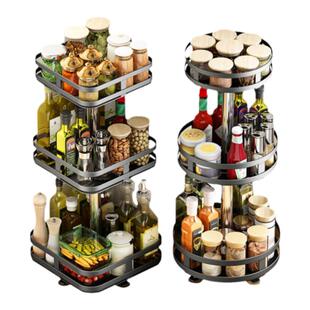 可旋转调料置物架厨房台面转角调料味盒油盐酱醋瓶收纳转盘多功能