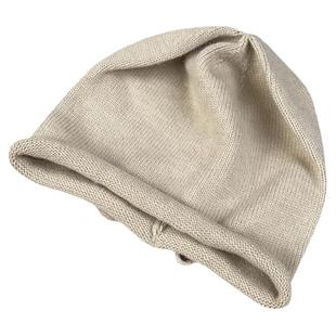 自然松垮感巨显脸小柔软宽松卷边堆堆帽后绑带帅气套头针织毛线帽