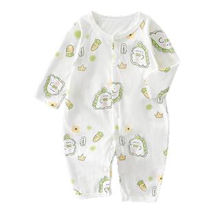 婴儿衣服夏季薄款长袖连体衣0一6月宝宝夏装9a类女宝夏天空调服男