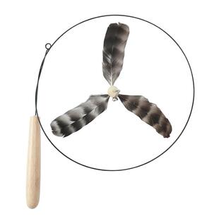 竹蜻蜓逗猫棒替换头猫咪玩具自嗨解闷长杆钢丝羽毛带铃铛幼猫耐咬