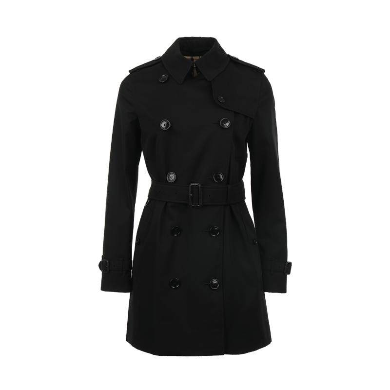 【自营】BURBERRY/博柏利女士纯色双排扣翻领长袖风衣