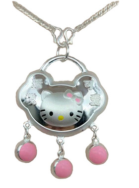 卡通长命锁蓝胖子叮当猫满月项链