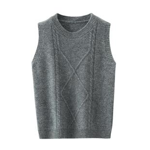 儿童秋冬100%纯羊毛马甲男女童羊绒针织坎肩绞花叠穿背心加厚童装