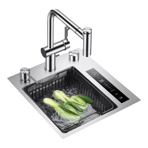 阿萨斯智能净化水槽果蔬清洗机水槽水触媒消毒去农残超声波小单槽