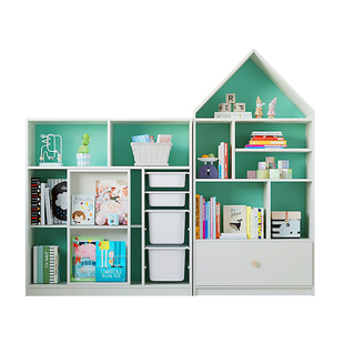 可比熊实木儿童书架绘本架置物架书柜落地客厅阅读玩具收纳幼儿园