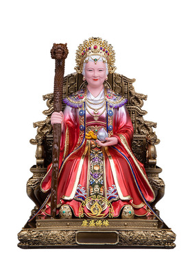 泰山奶奶碧霞元君汉白玉供奉摆件