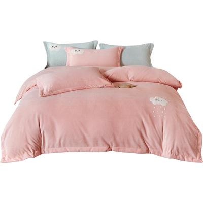 LANSIU/蓝丝羽秋冬暖融融贴布绣高克重暖绒四件套