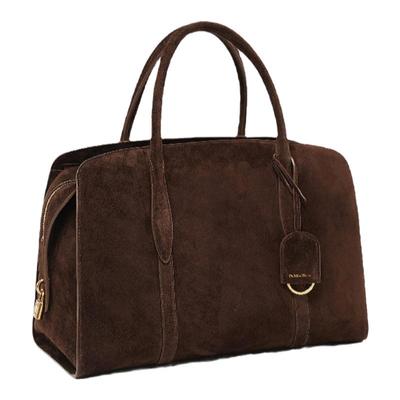 宋妍霏同款Parisa Wang25年秋冬麂皮35大号手提包波士顿包羊皮