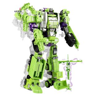 儿童工程车玩具大号合金版挖土吊车挖掘机合体变形机器人男孩套装