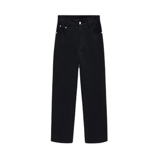 黑色牛仔裤女秋冬加绒大码直筒显瘦弹力胖mm梨形身材九分烟管裤子