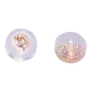 18K金耳堵硅胶耳钉塞防掉后塞固定通用防滑防过敏透明黄金耳帽头