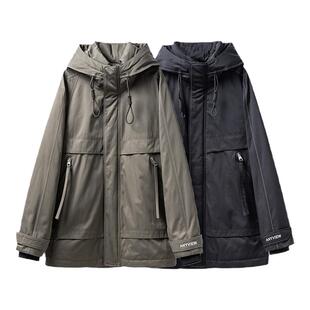 Anyview男装个性连帽加厚中长款羽绒服抽绳休闲青年保暖2251L6006