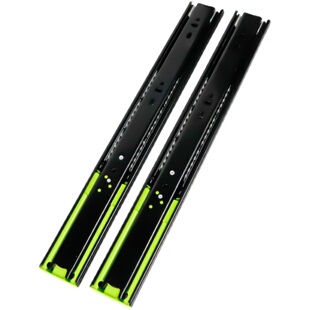 抽屉滑轨黑色加厚轨道阻尼缓冲导轨滑道三节静音滚珠滑轨五金配件