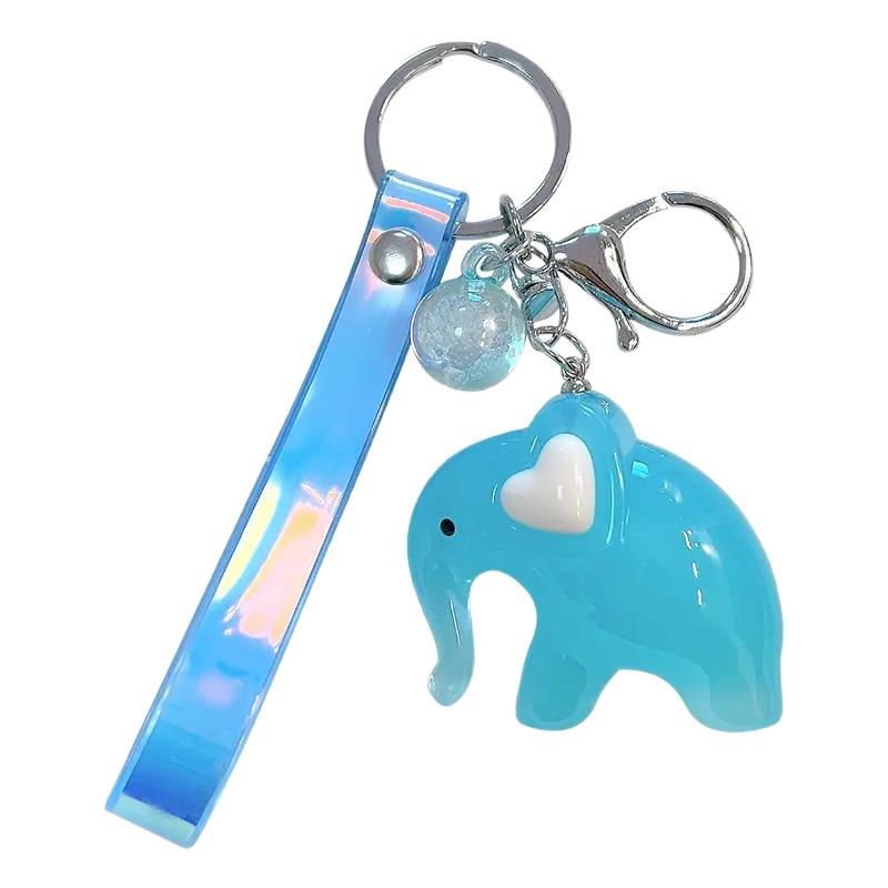 创意果冻色亚克力大象钥匙扣可爱书包挂件配饰卡通公仔钥匙链