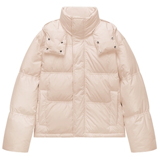 【季末折扣】欧时力 连帽立领短款羽绒服外套休闲感2025秋冬新品