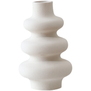 WULIHOME圆圈圈白色花瓶桌面摆件客厅样板房装饰艺术创意软装设计
