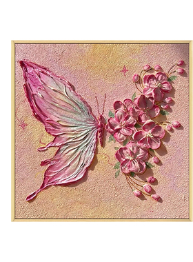 蝴蝶diy石英砂肌理画装饰画