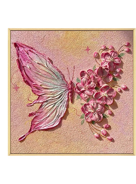 蝴蝶diy石英砂肌理画装饰画