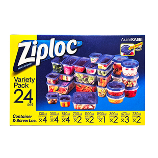 韩国制 日本购入Ziploc密保诺保鲜盒冷藏冷冻水果肉类可微波24个