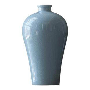 汝山明汝瓷器物梅瓶 花瓶收藏家用客厅摆件 插花 天青色瓷器汝窑