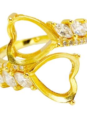 爱心形戒指空托925纯银女