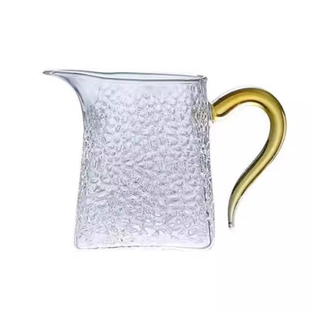 加厚复古高硼硅玻璃耐热带把手锤纹公道杯过滤茶渣倒茶器功夫茶具