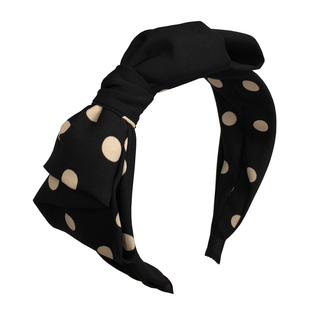波点发箍女蝴蝶结发卡侧边日韩甜美时尚头箍布艺发窟黑白发捆优雅