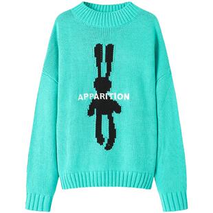 APPARITION  经典长耳兔 绣花圆领针织毛衫 毛衣外套 男女同款