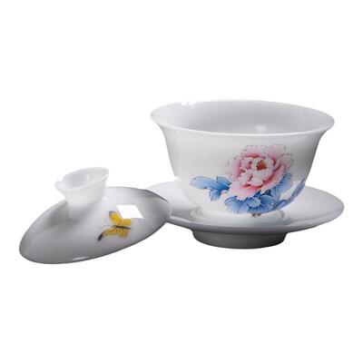 德化陶瓷盖碗陈建瑞手绘