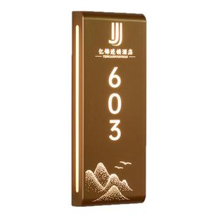 高档酒店LED发光门牌定制电竞网咖民宿宾馆房号牌一体烤漆边框餐厅饭店包厢棋牌室茶楼包间标识牌会所提示牌