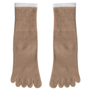 内田中筒薄款纯棉女式脚趾一体无骨五指袜高腰外穿素色分脚袜子