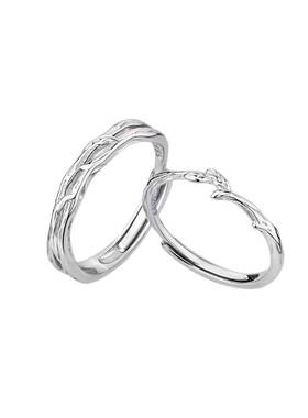 连理枝情侣对戒活口可调纪念礼物