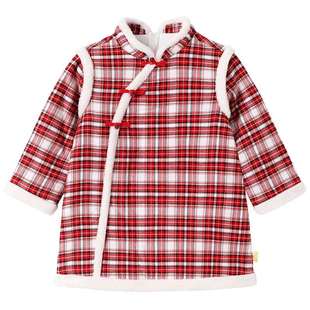 【商场同款】英氏女童连衣裙春季秋冬保暖纯棉裙子喜庆女童拜年服