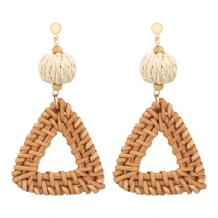 MOON ACC/藤编三角形耳钉波西米亚度假风气质耳环夸张显脸小耳夹