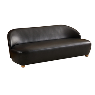 黑色百搭小户型皮艺沙发简约现代服装店接待休闲区网红直排沙发