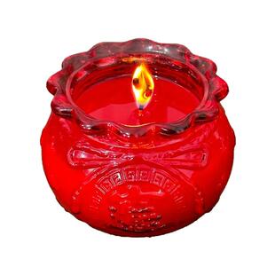 聚宝盆招财灯纳福灯无烟酥油灯36小时家用供佛蜡烛福袋玻璃钱袋烛