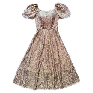 宴会晚礼服香槟色亮片高端轻奢小众礼服裙女气质名媛主持人高级感