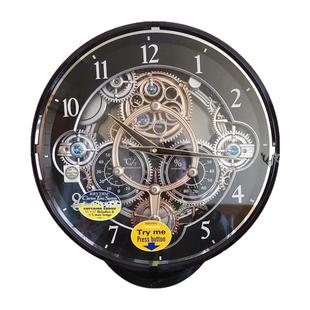 正品日本RHYTHM丽声挂钟魔幻客厅别墅豪华音乐温湿度光控4MH886