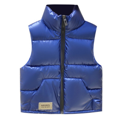 秋冬新款亮面儿童羽绒棉马甲男童女童加厚背心宝宝外穿马夹中大童