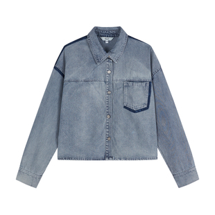 it'real瑞尔春季新款复古休闲翻领美式牛仔外套上衣女装