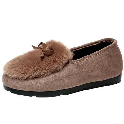 外穿冬季加绒保暖厚底棉鞋子