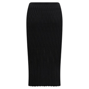 [提花工艺]DVF气质曜石黑色纯色提花针织中长款半身裙KN2S006